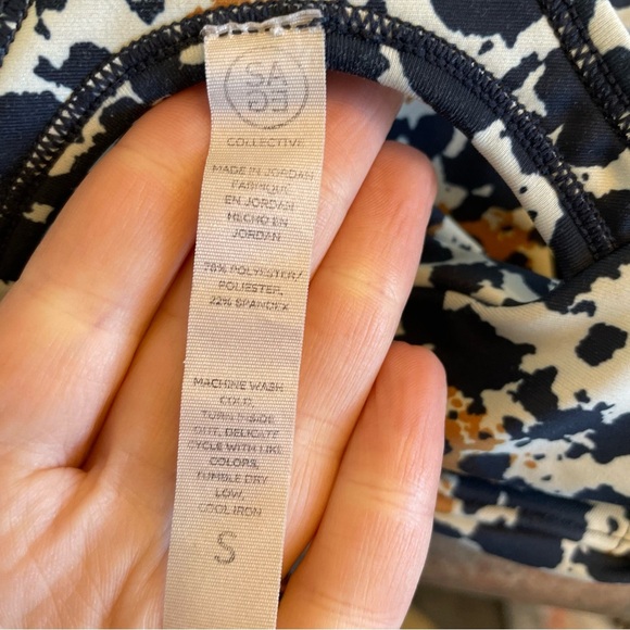 SAGE Women’s Navy Blue Orange Racer Back Sports Bra  Removable Pads Size Small - Picture 8 of 9